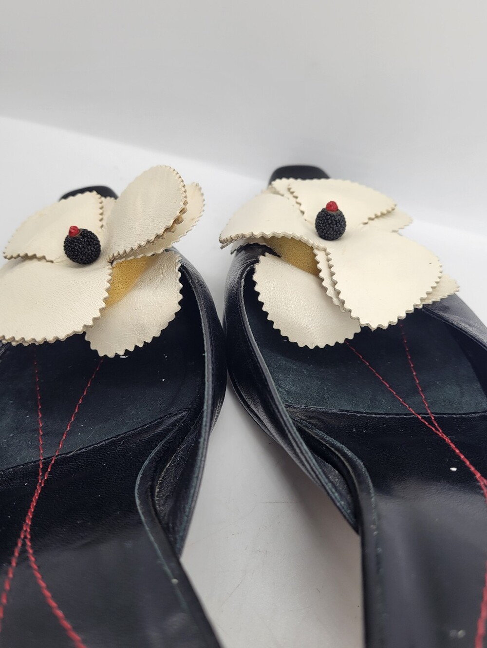 Kate Spade Shoes Womens 8 M Pointed Toe Mule Pumps Kitten Heel Floral Bow Italy - Picture 12 of 15